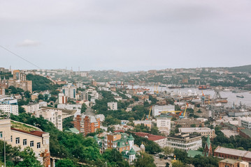 Obraz premium Vladivostok, Russia - August 15 ,2015: Spring view of the city from above