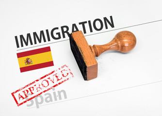 Approved Immigration Spain application form with rubber stamp