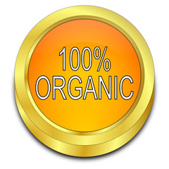 100% Organic Button - 3D illustration