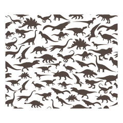 Vector pattern. Set of herbivores and carnivorous dinosaurs