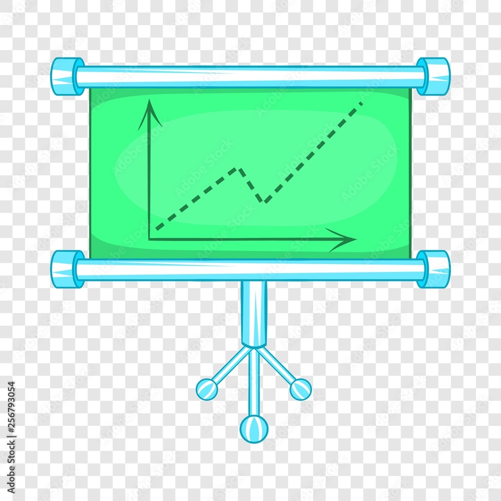 Poster board with statistics icon in cartoon style isolated on background for any web design