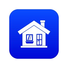 One-storey house with a chimney icon digital blue for any design isolated on white vector illustration