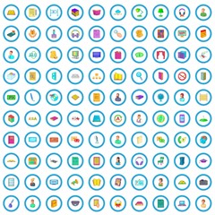 100 library icons set in cartoon style for any design illustration