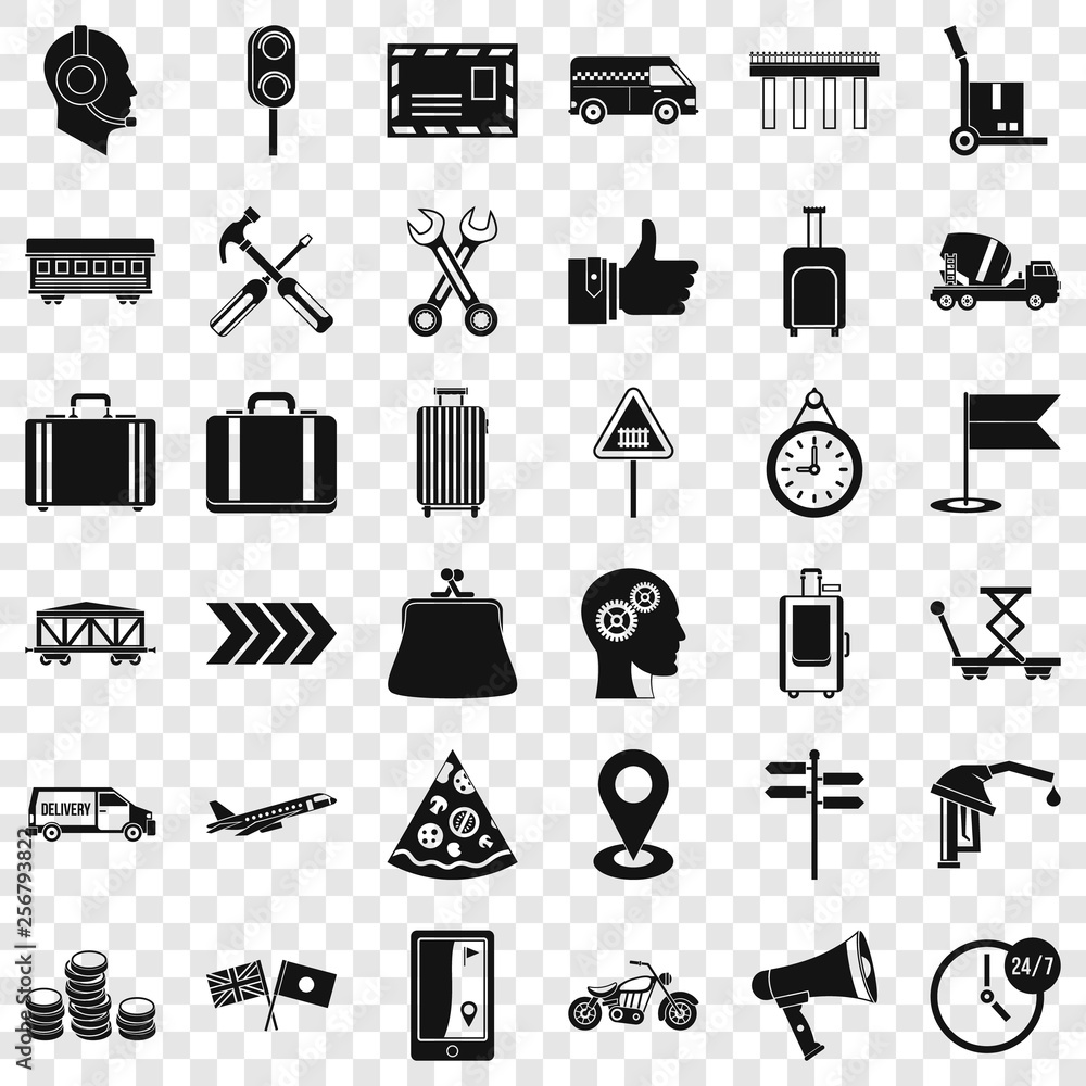 Poster delivery icons set. simple style of 36 delivery vector icons for web for any design