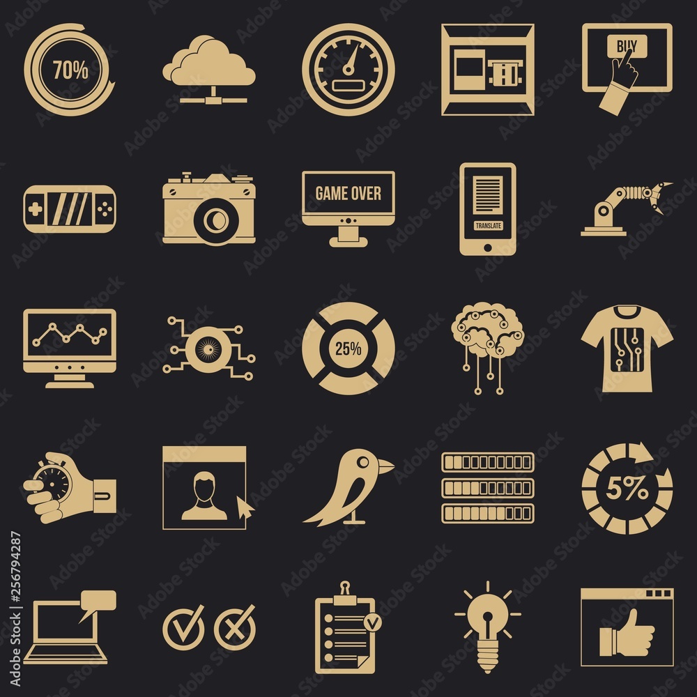 Poster intelligence icons set. simple set of 25 intelligence vector icons for web for any design