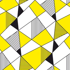 Tapeten Gelb Nahtloses Muster des abstrakten geometrischen Formenvektors