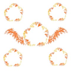 Watercolor illustration set of orange frames