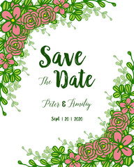 Vector illustration crowd of leaf floral frames for wedding invitation card