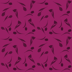 Seamless pattern hand-drawn watercolor. Spring pink tulips