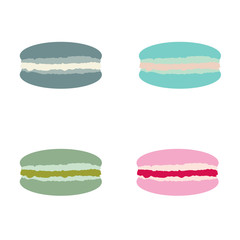 Macaroon almond cookies illustration set