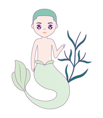 mermaid male with seaweed