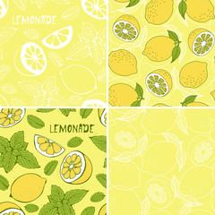 Lemonade vector pattern, set of lemonade backgrounds