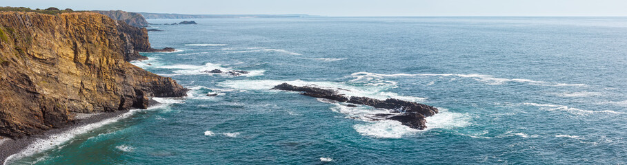 Summer Atlantic ocean coast. Algarve, Portugal.