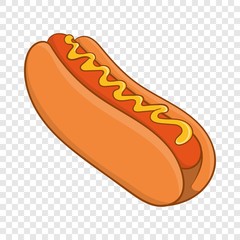 Hot dog icon in cartoon style isolated on background for any web design 