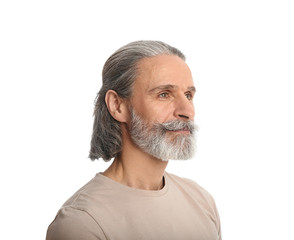 Portrait of mature man on white background