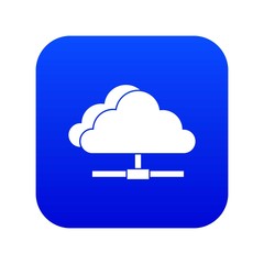 Cloud computing connection icon digital blue for any design isolated on white vector illustration