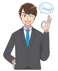 スーツ 男性 就活 アニメタッチ