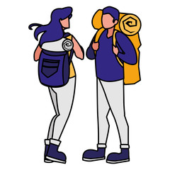 adventurous couple with travelbag