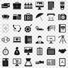 Department equipment icons set. Simple style of 36 department equipment vector icons for web for any design