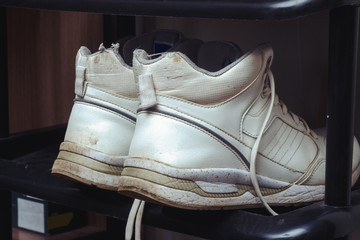 Obraz na płótnie Canvas sneakers dirty white. Footwear.