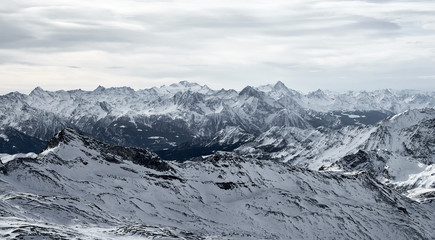 Mountain landscape of frozen ice peaks