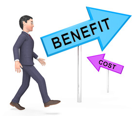 Cost Vs Benefit Signs Mean Comparing Price Against Value - 3d Illustration