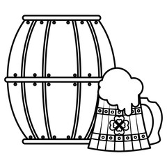 beer wooden jar and barrel with clover