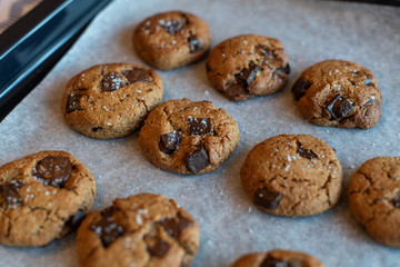 paleo chocolate chunk tahini cookie. salty cookie.