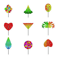 Color trees icon set