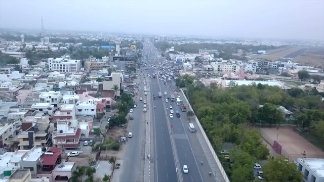 Aerial hyperlapse, timelapse of city highway in 4K quality