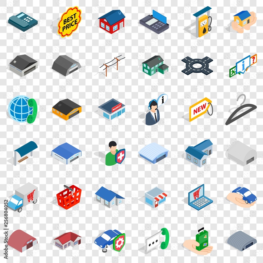 Poster safe deposi icons set. isometric style of 36 safe deposi vector icons for web for any design
