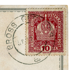 Austro-Hungarian Empire - circa 1914: Austrian historical stamp: Image of the Imperial crown with...