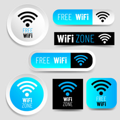 Wifi stickers. Wifi zone. Free wifi