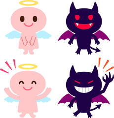 かわいい天使と悪魔のキャラクター