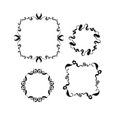 hand drawn frame set. vector illustration written in ink on a white background