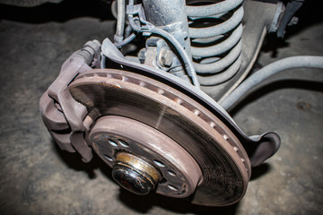 Disassembled wheel for repair or maintenance disk brake and caliper brake for safe driving