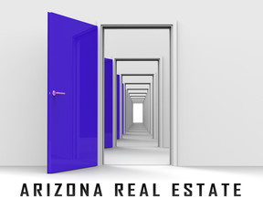 Arizona Real Estate Doorways Represent Purchasing Or Buying In Az Usa 3d Illustration