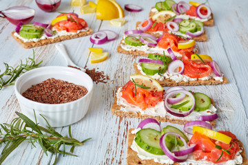 sandwiches with smoked trout, soft cream cheese