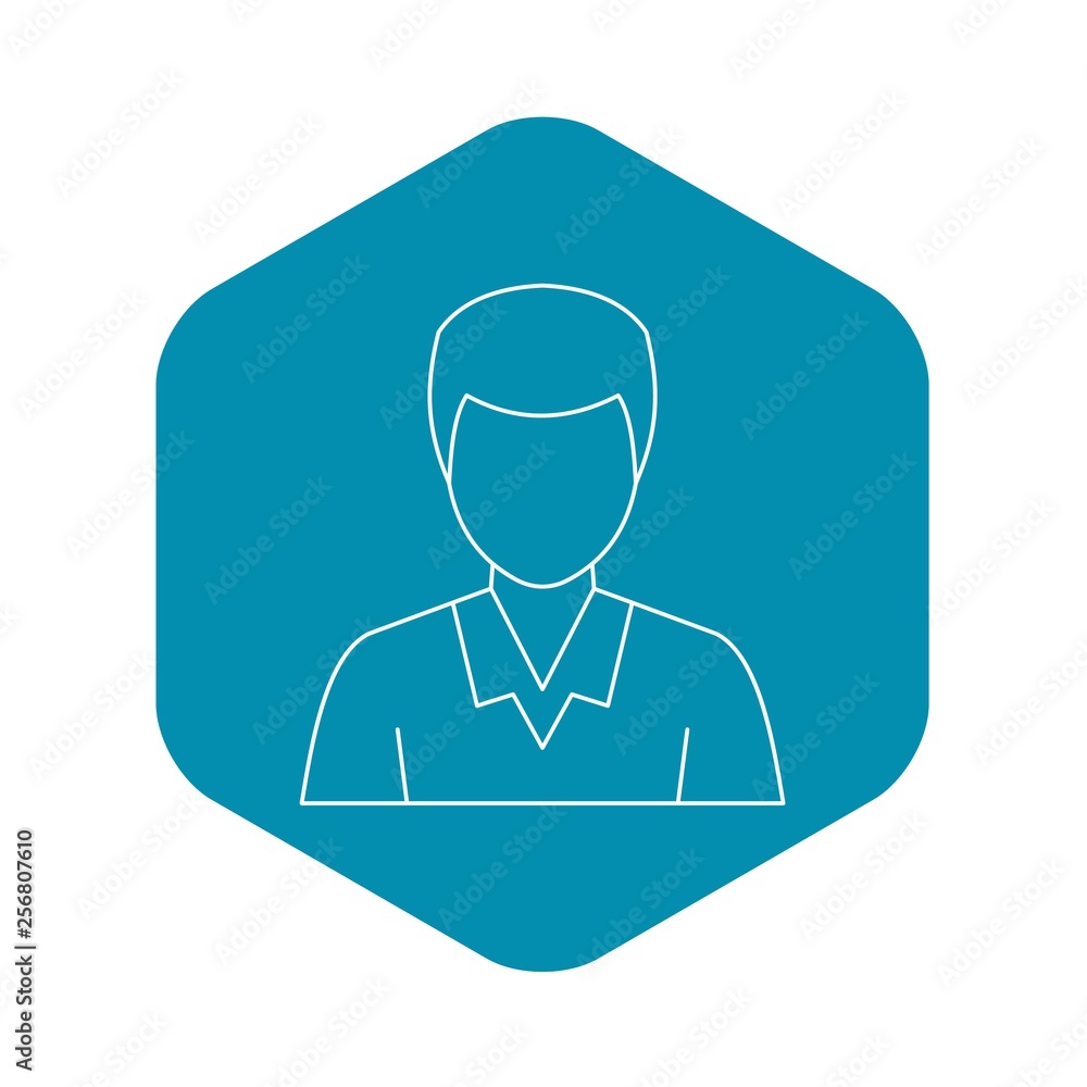 Poster man avatar profile icon. outline illustration of man avatar profile vector icon for web