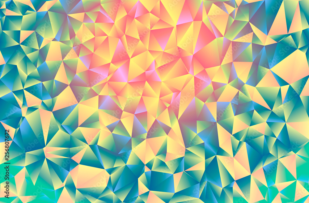 Wall mural triangular low poly, pink, blue, soft, glow, mosaic pattern background, vector polygonal illustratio