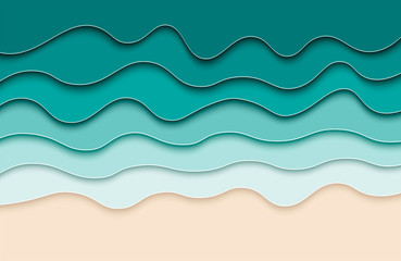 paper cut sea, vector  background - 256807631