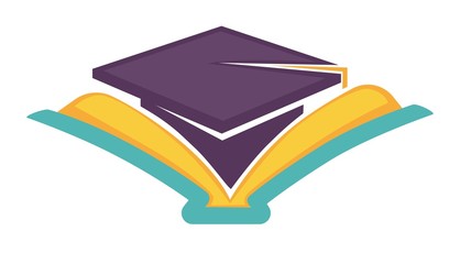 Academic hat and open book graduation symbol isolated icon