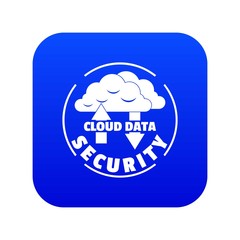 Cloud data security icon blue vector isolated on white background