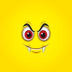 Vampire emoticon isolated on yellow background - smiley, emoji
