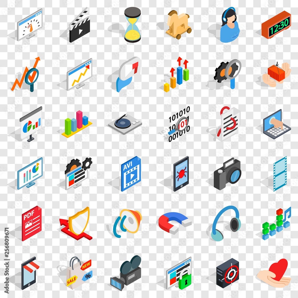 Aufkleber heart design icons set. isometric style of 36 heart design vector icons for web for any design
