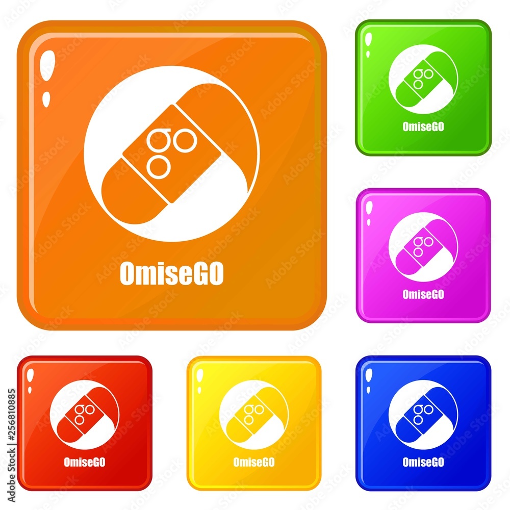 Poster omisego icons set collection vector 6 color isolated on white background