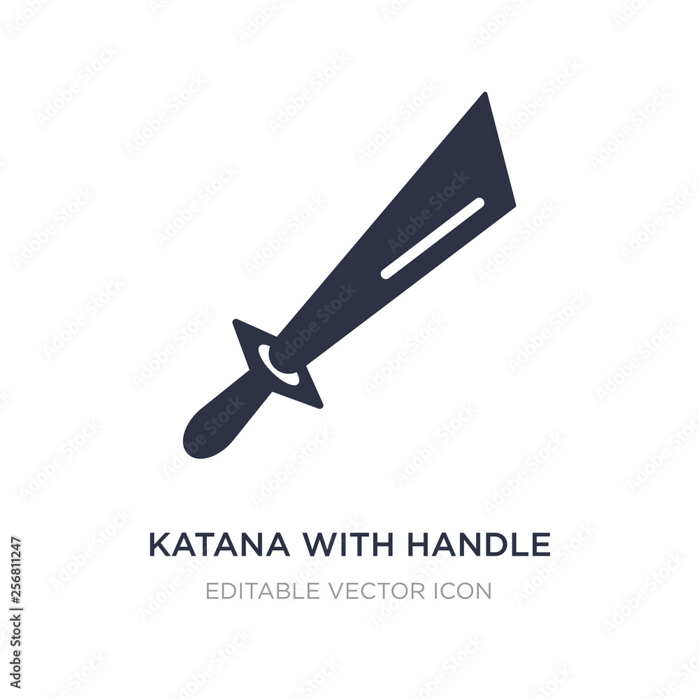 Poster katana with handle icon on white background. simple element illustration from weapons concept.