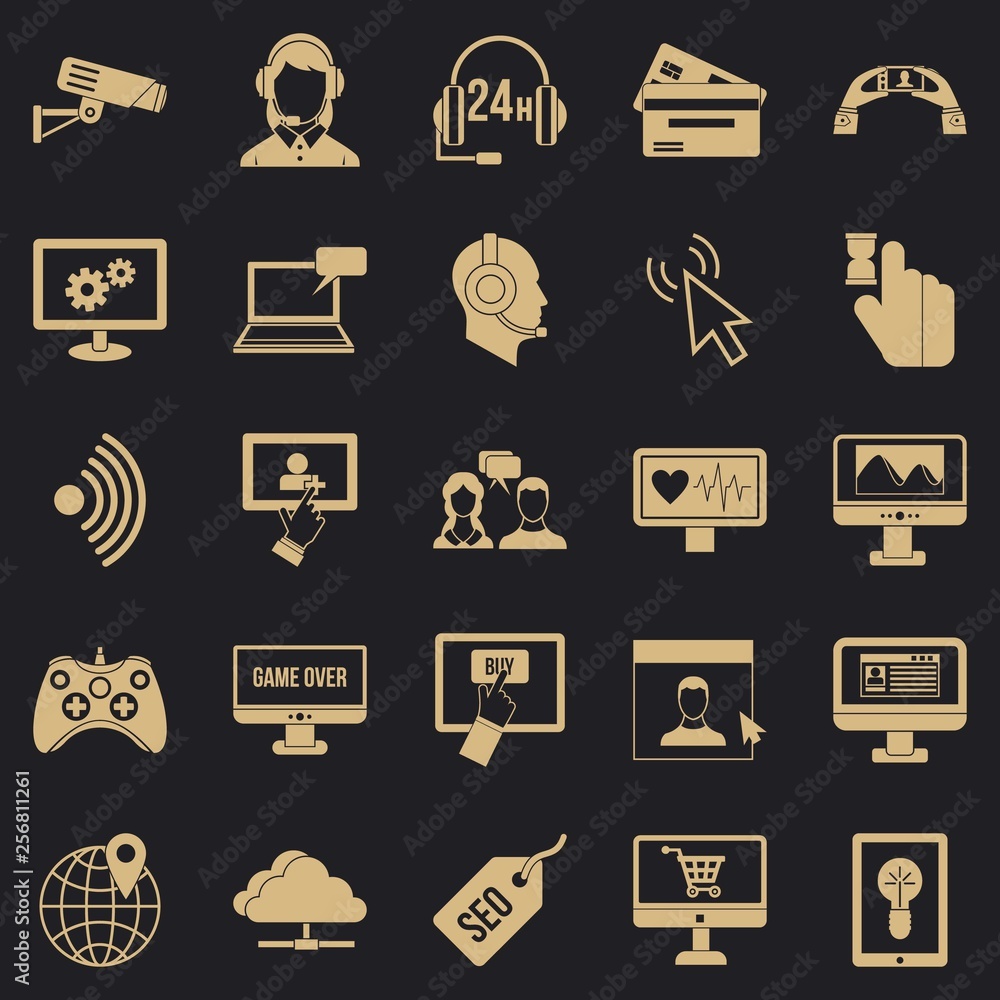 Poster web design icons set. simple set of 25 web design vector icons for web for any design
