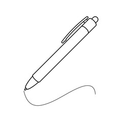 Icono plano lineal bolígrafo con raya en color negro © teracreonte