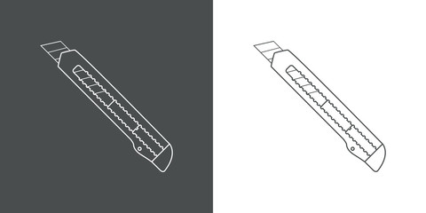 Icono plano lineal cuter en gris y blanco © teracreonte